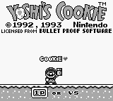 Yoshi's Cookie title screen for GameBoy